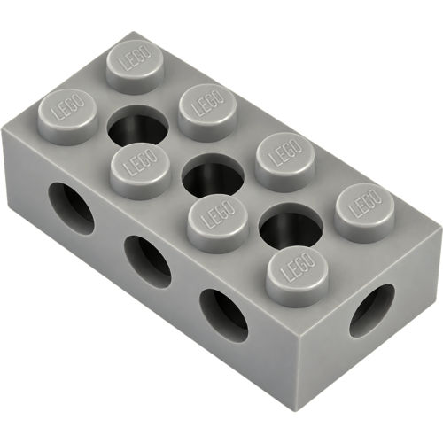 Çok Delikli Teknik Blok Parçası 2x4 Solid Noppe 1970 - Eski-Gri - 1