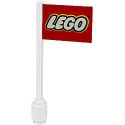 Direkli bayrak düz Levha 73mm 1x1 çift yön Baskı-LEGO Logo 1981-1986 - Beyaz