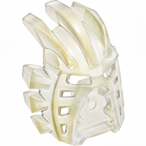 Bionicle Maske Avohkii 40mm Toa 7 Altın Sim Desenli - Şeffaf-Beyaz - 1