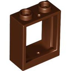Pencere Çerçeve 1x2x2 Duvar Panel - Kırmızı-Kahve - 1
