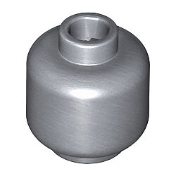 Minifigür Kafası Düz-Sade 11mm 1x1 - Gümüş-Gri
