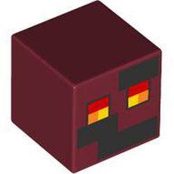 Minecraft Kafası Küp 13mm Baskı-No 23 Piksel Yüz - Koyu-Kırmızı - 1