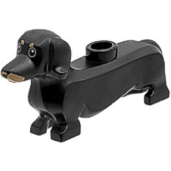 Mini Hayvan Sosis Köpek Daksund Baskı-Koyu-Bej ağiz ve kaş - Siyah - 1
