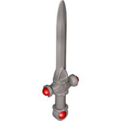 Mini Silah Yarasa Figürlü Kılıç 42mm Şeffaf Kırmızı Mücevher Gryffindor Kılıcı - Gümüş-Gri