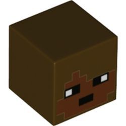 Minecraft Kafası Küp 13mm Baskı-No 41 Piksel Yüz - Koyu-Kahve