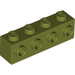Modifiye Yapı Taşı 1x4 Dönüştürücü +4 Yan Çıkıntı - Zeytin-Yeşili - 1