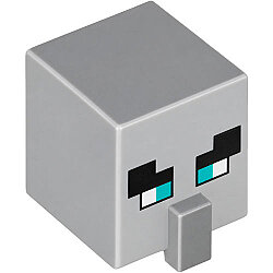 Minecraft Kafası Küp 15mm Baskı-Burunlu ince Mavi Gözlü Köylü Yüzü - Yeni-Gri
