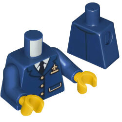 Mini Figür Gövdesi 19mm çift Baskı-Pilot Ceket Uçak Logo - Koyu-Mavi